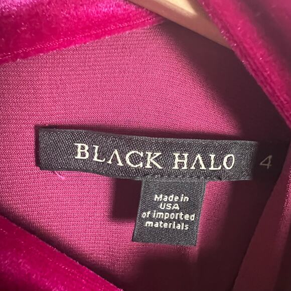 Black Halo Reeder Obsession Pink Velvet Mock Neck Mini Dress Size 4 - Picture 8 of 9